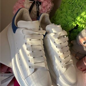 Alexander McQueen White Sneakers with Blue Accent